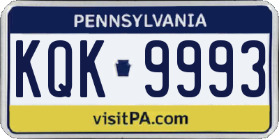 PA license plate KQK9993