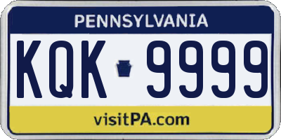 PA license plate KQK9999