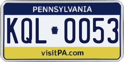 PA license plate KQL0053