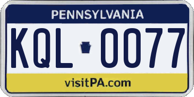 PA license plate KQL0077