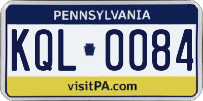 PA license plate KQL0084