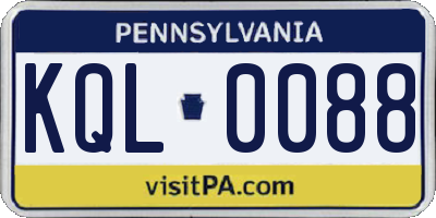 PA license plate KQL0088