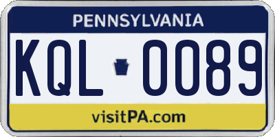 PA license plate KQL0089