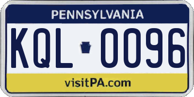 PA license plate KQL0096