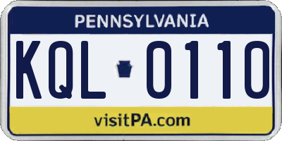PA license plate KQL0110