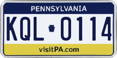 PA license plate KQL0114