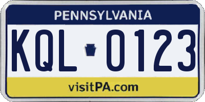 PA license plate KQL0123