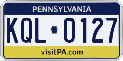 PA license plate KQL0127