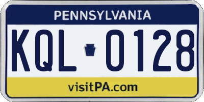PA license plate KQL0128