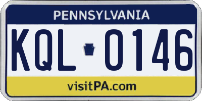 PA license plate KQL0146