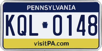 PA license plate KQL0148