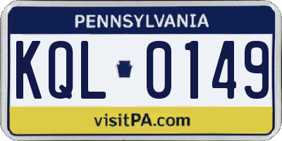PA license plate KQL0149