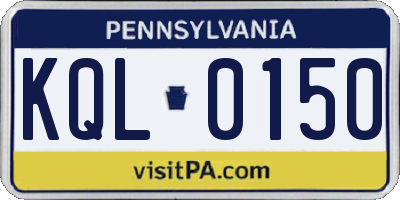 PA license plate KQL0150
