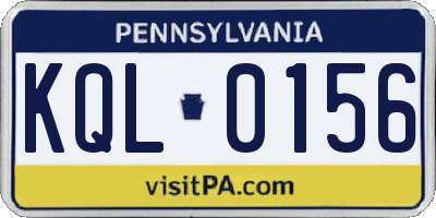 PA license plate KQL0156