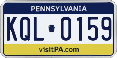 PA license plate KQL0159