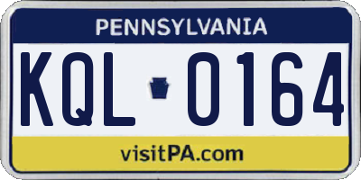 PA license plate KQL0164