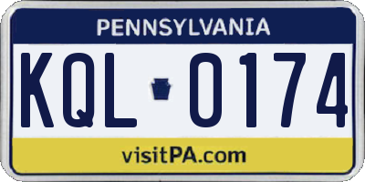 PA license plate KQL0174