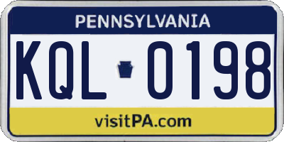 PA license plate KQL0198