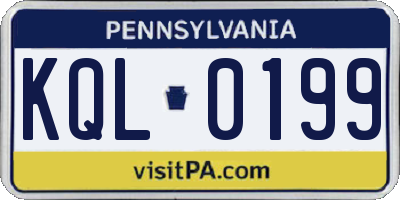 PA license plate KQL0199