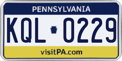 PA license plate KQL0229