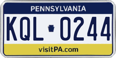 PA license plate KQL0244