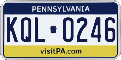 PA license plate KQL0246