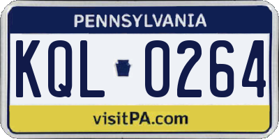 PA license plate KQL0264