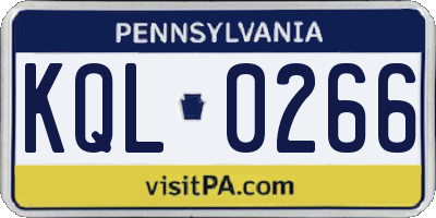 PA license plate KQL0266