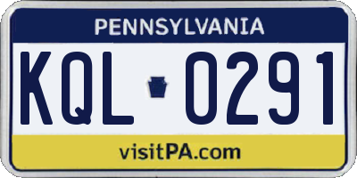 PA license plate KQL0291