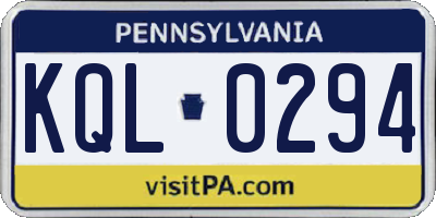 PA license plate KQL0294
