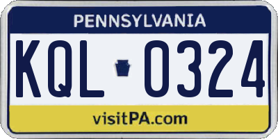 PA license plate KQL0324