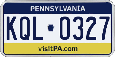 PA license plate KQL0327