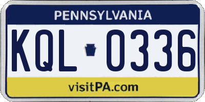 PA license plate KQL0336