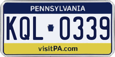 PA license plate KQL0339