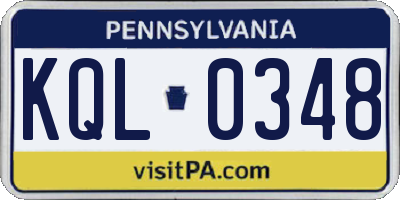 PA license plate KQL0348