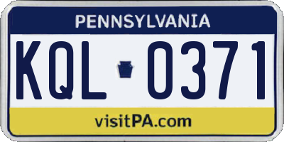 PA license plate KQL0371