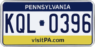 PA license plate KQL0396