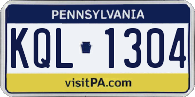 PA license plate KQL1304