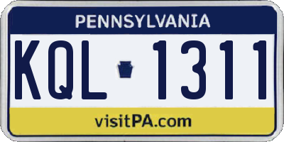 PA license plate KQL1311