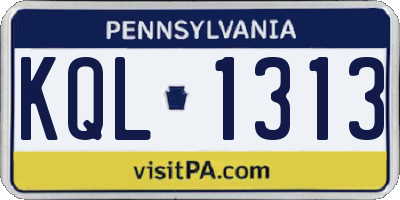PA license plate KQL1313