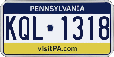 PA license plate KQL1318