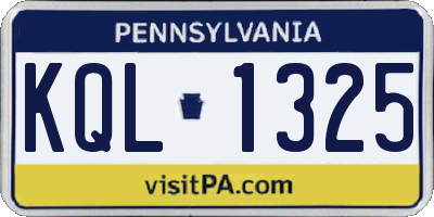 PA license plate KQL1325