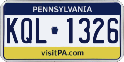 PA license plate KQL1326