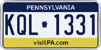 PA license plate KQL1331