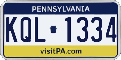 PA license plate KQL1334