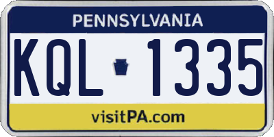 PA license plate KQL1335