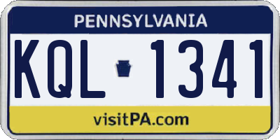 PA license plate KQL1341