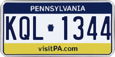 PA license plate KQL1344