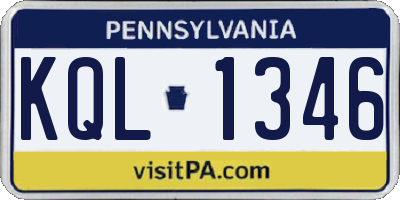 PA license plate KQL1346