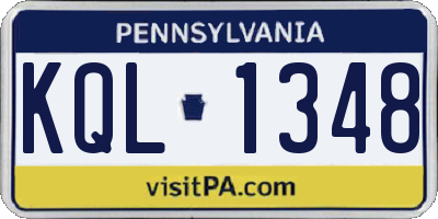 PA license plate KQL1348